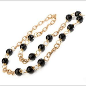 NIB KIPEPEO Clara  Brass Black Beads Necklace